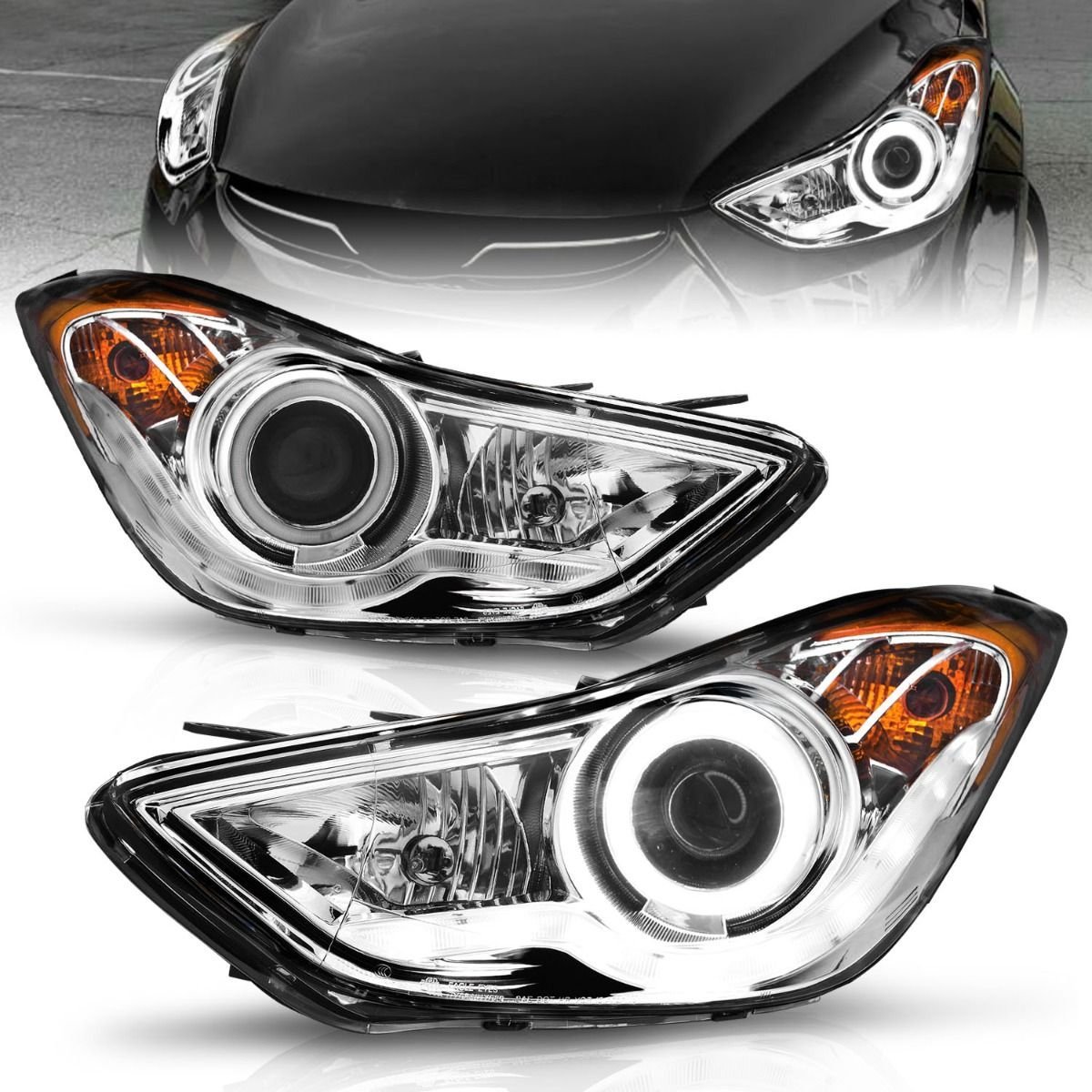 Hyundai Elantra 11-13 Projector Headlights Chrome - Image 1