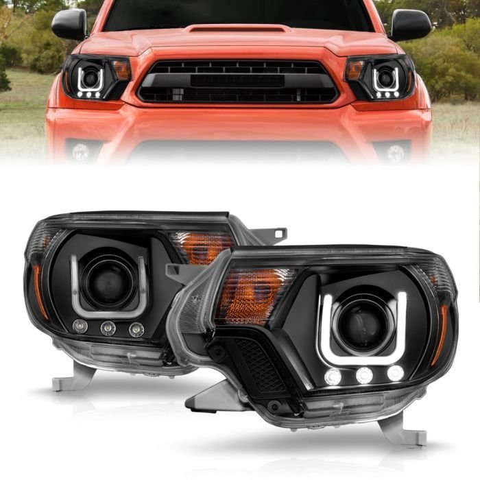 Toyota Tacoma 12-15 Projector Headlights W/ U-bar Black Clear