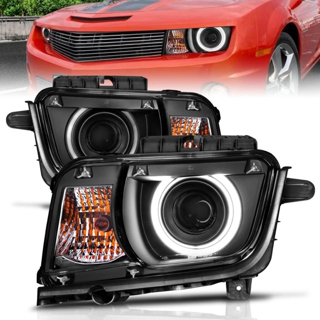 Chevy Camaro 10-13 Projector Headlights Black W/ Rx Halo
