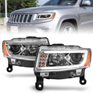 Jeep Grand Cherokee 14-15 Projector Headlights Plank Style Chrome - Image 1