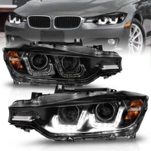 BMW 3 Series F30 12-15 4DRr Projector Headlights U-bar Black - Image 1