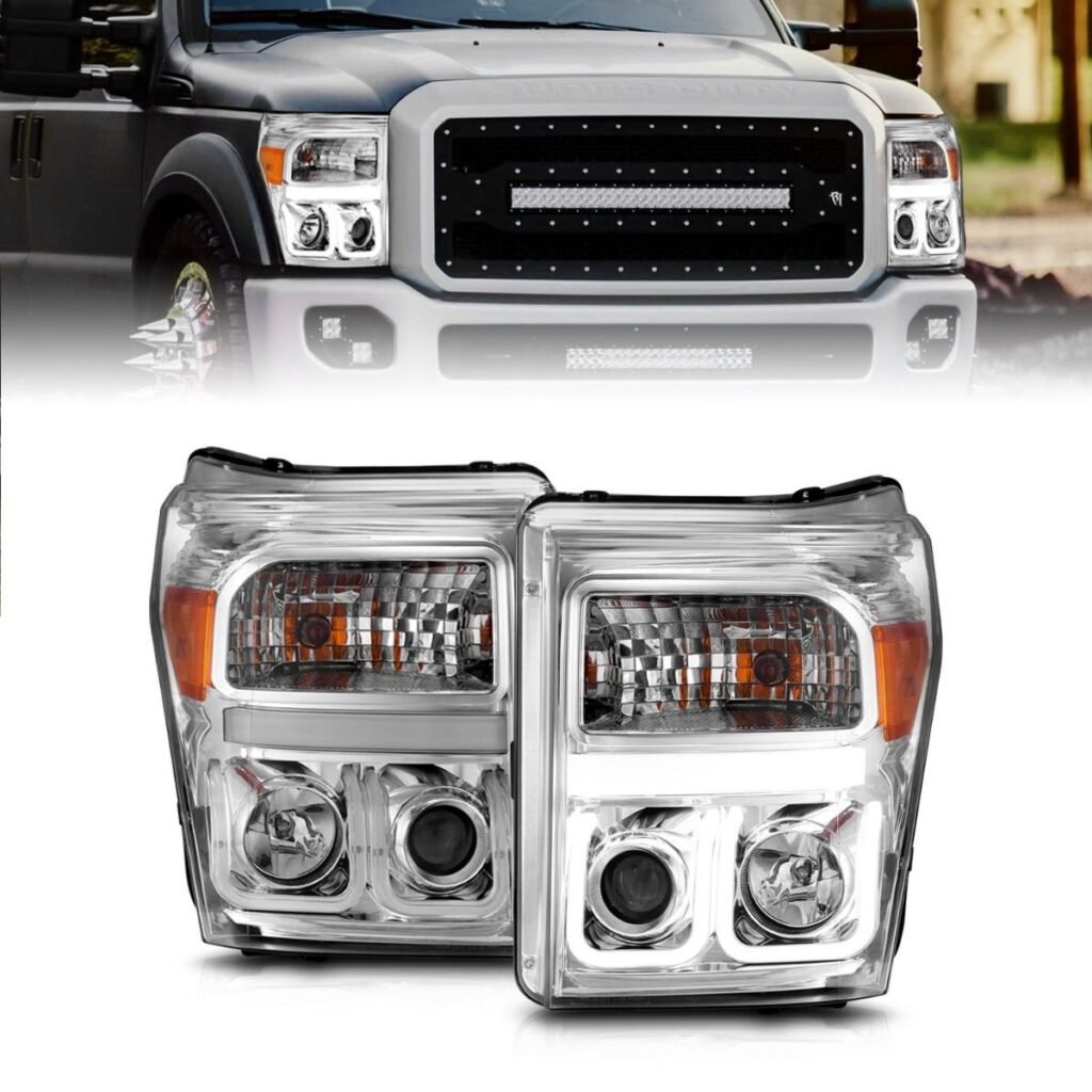Ford F-250/350/450/550 Super Duty 11-16 Projector U-bar Headlights Chrome Clear
