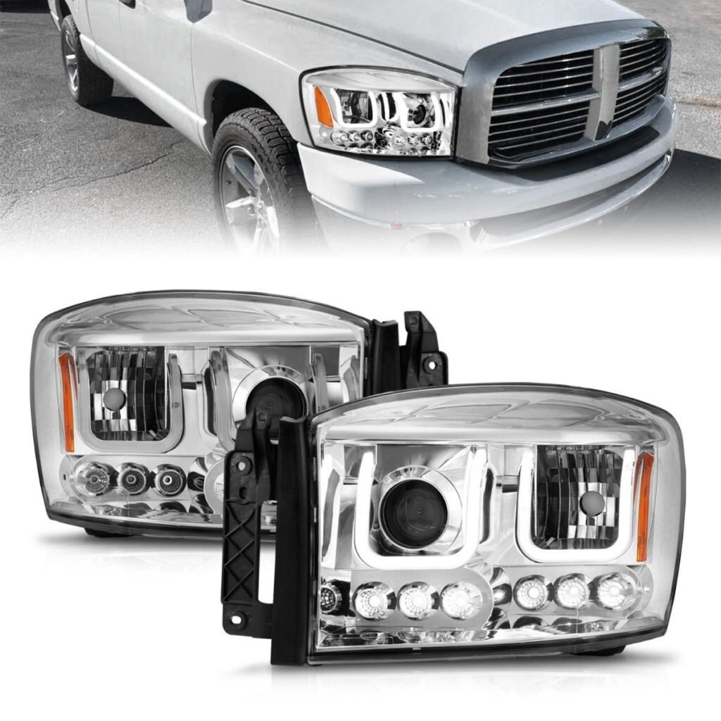 DODGE RAM 1500 06-08 / RAM 2500/3500 06-09 PROJECTOR HEADLIGHTS W/ U-BAR CHROME HOUSING