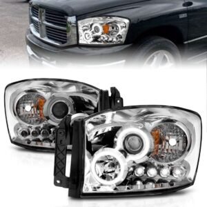 Dodge Ram 1500 06-08 / Ram 2500/3500 06-09 Projector Headlights Chrome W/ Rx Halo - Image 1