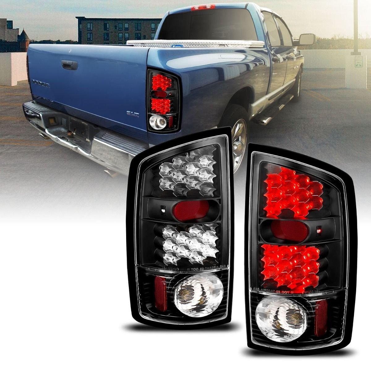 Dodge Ram 1500 02-05 / 2500/3500 03-06 Led Tail Lights Black - Image 1