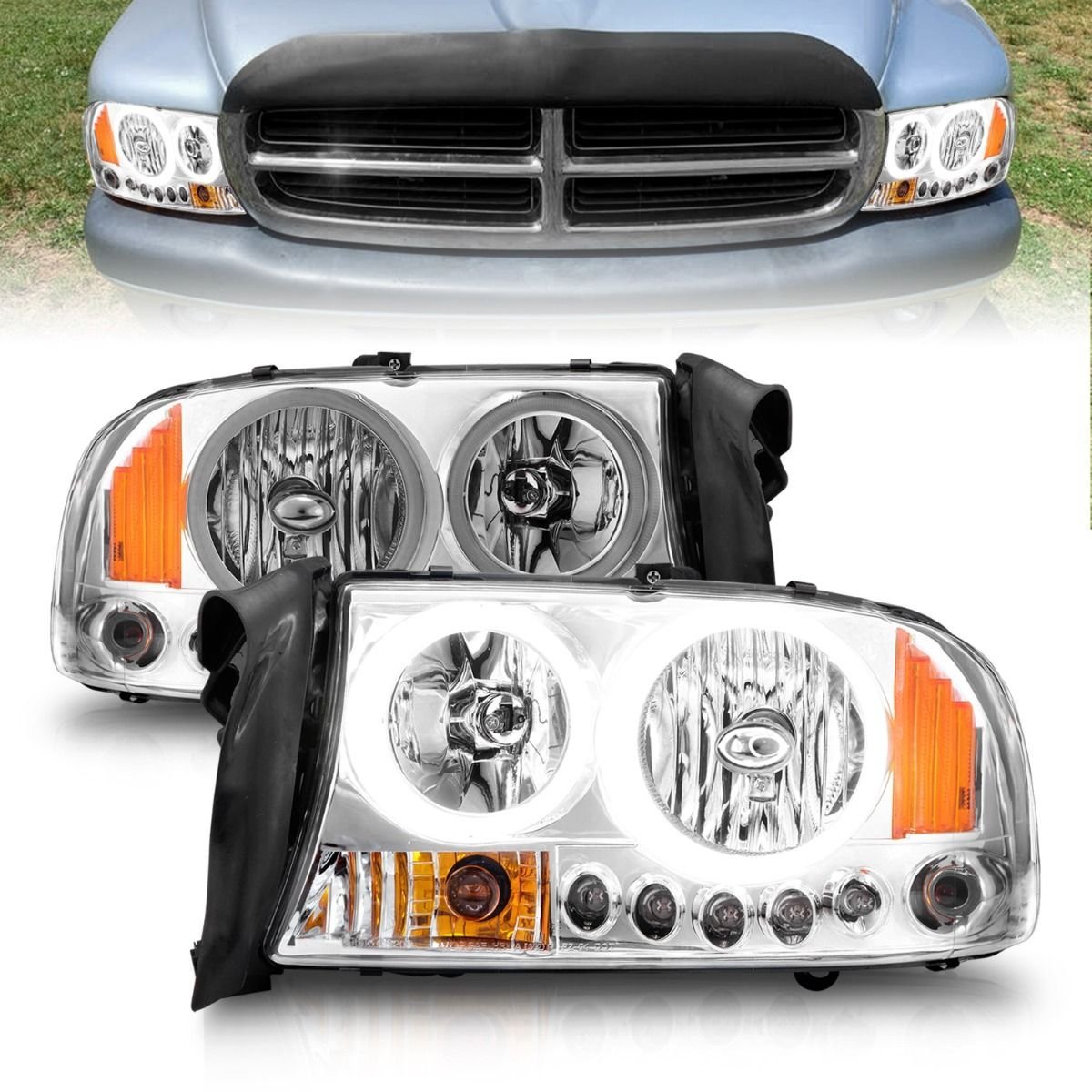 DODGE DAKOTA 97-04 / DURANGO 98-03 HEADLIGHTS CHROME - Image 1
