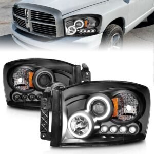 Dodge Ram 1500 06-08 / Ram 2500/3500 06-09 Projector Headlights Black W/ Rx Halo - Image 1