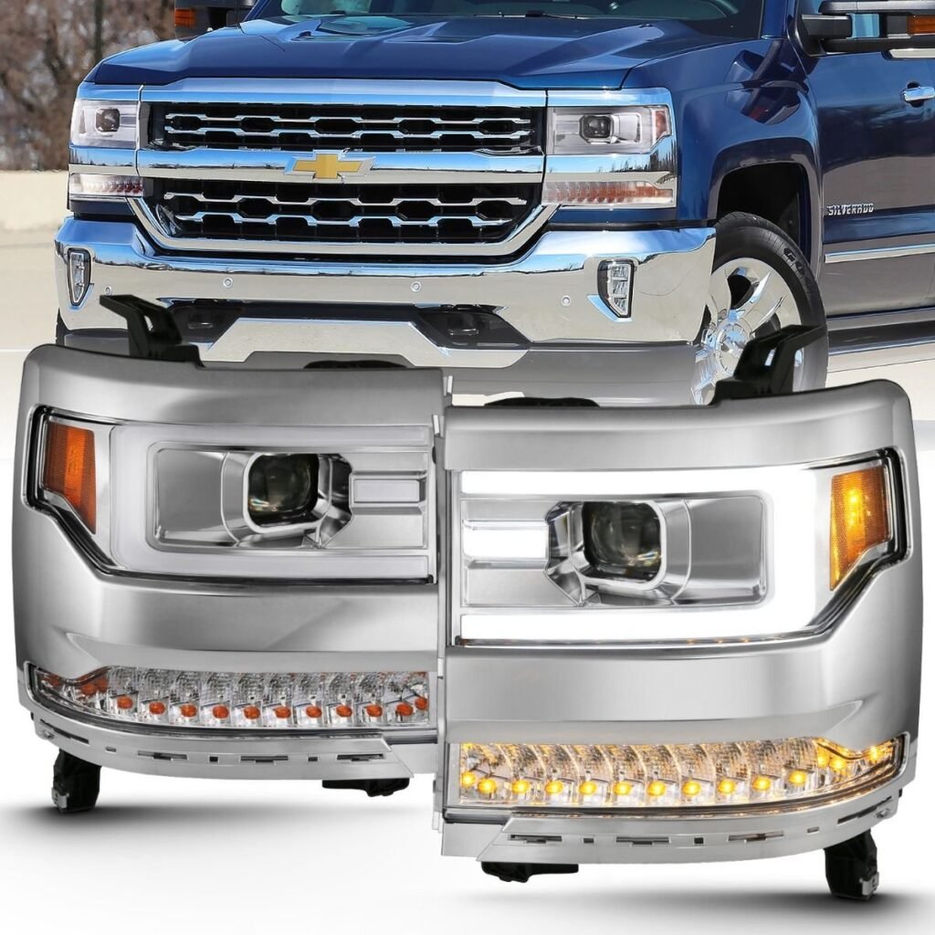 Chevy Silverado 1500 16-18 Projector Plank Style Headlights - Chrome