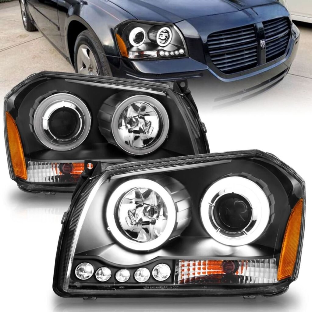 Dodge Magnum 05-07 Projector Headlights Black W/ Rx Halo