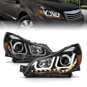 Subaru Outback / Legacy 10-12 Projector Headlights W/ U-bar Light Black Housing - Image 1