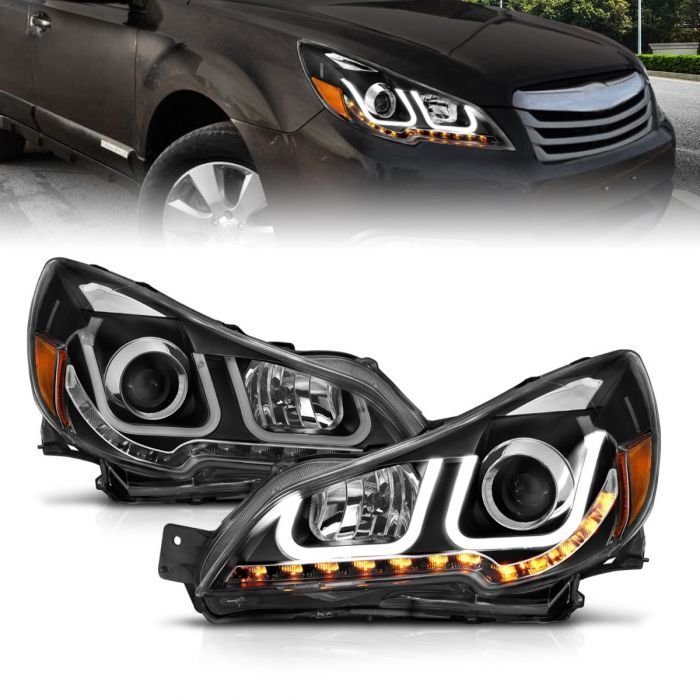 Subaru Outback / Legacy 10-12 Projector Headlights W/ U-bar Light Black Housing