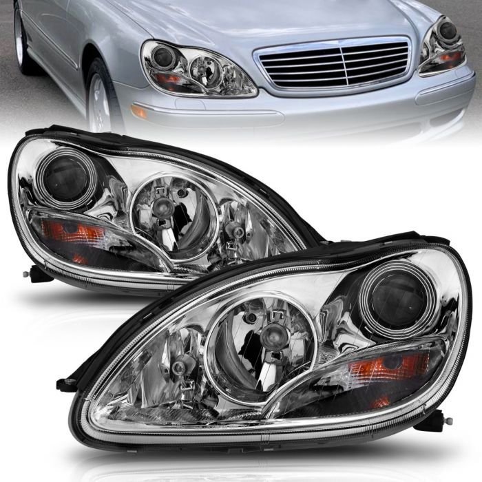 MBZ S Class W220 S430/S450/S500/S550/S600/S55 Amg 00-05 Projector Headlights Chrome