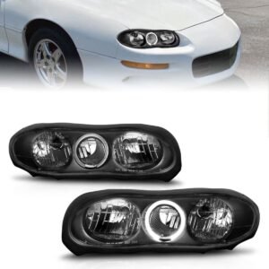CHEVY CAMARO 98-02 CRYSTAL HALO HEADLIGHTS BLACK - Image 1
