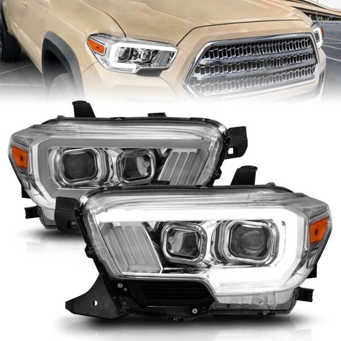 Toyota Tacoma 16-22 Projector Plank Style Headlights Chrome