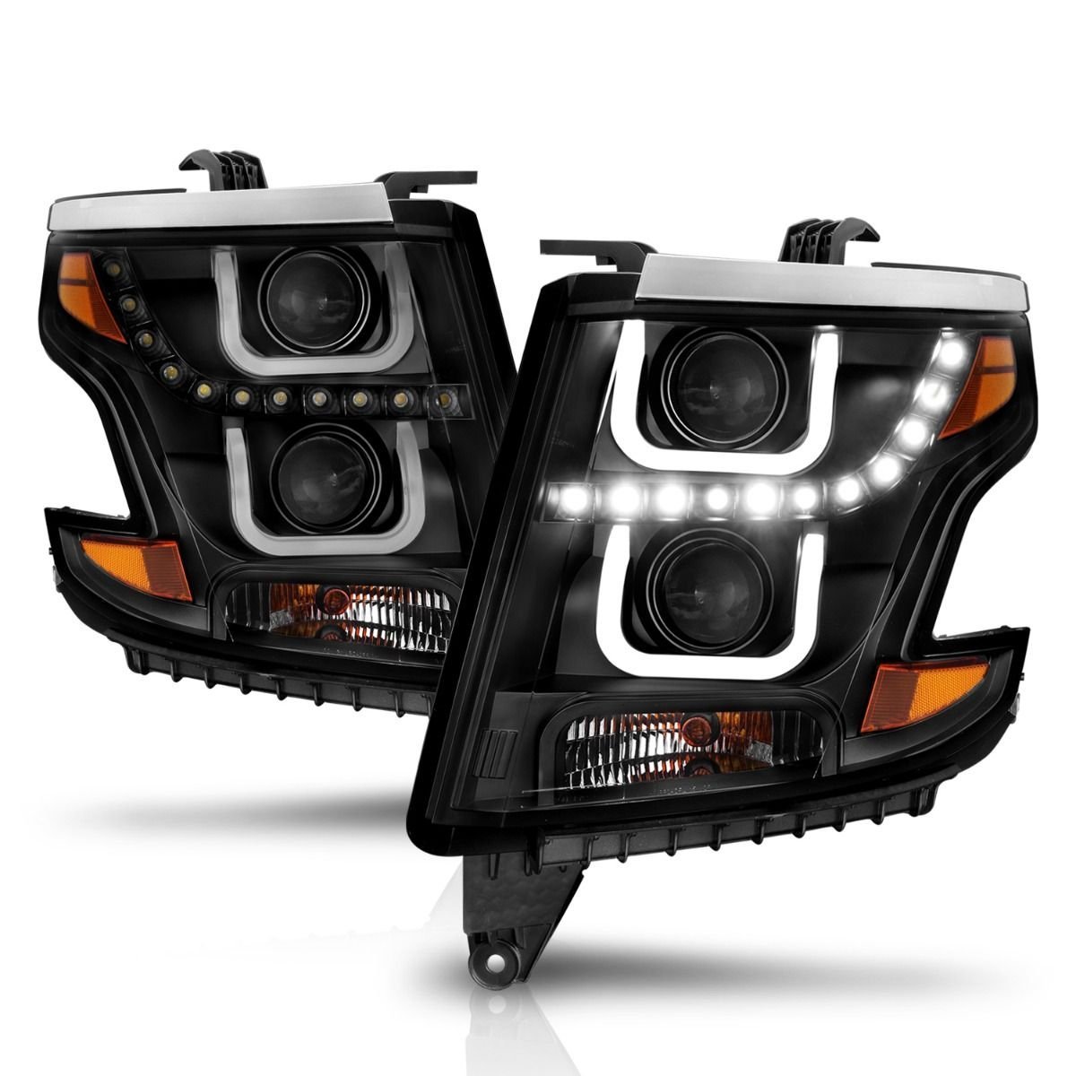 Chevy Tahoe/suburban 15-19 Projector U Bar Style Headlight - Black - Image 2