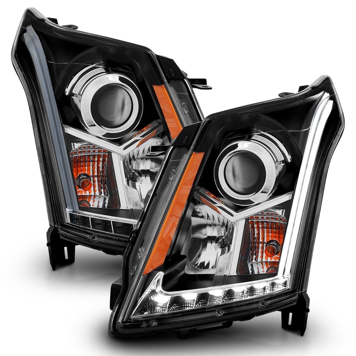 Cadillac SRX 10-14 Projector Headlights Plank Style - Black - Image 2