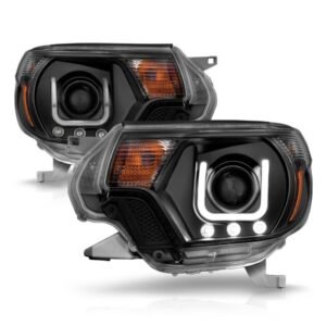 Toyota Tacoma 12-15 Projector Headlights W/ U-bar Black Clear - Image 2