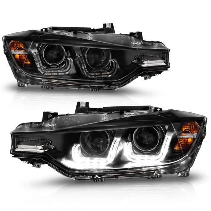 BMW 3 Series F30 12-15 4DRr Projector Headlights U-bar Black
