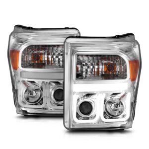 Ford F-250/350/450/550 Super Duty 11-16 Projector U-bar Headlights Chrome Clear - Image 2