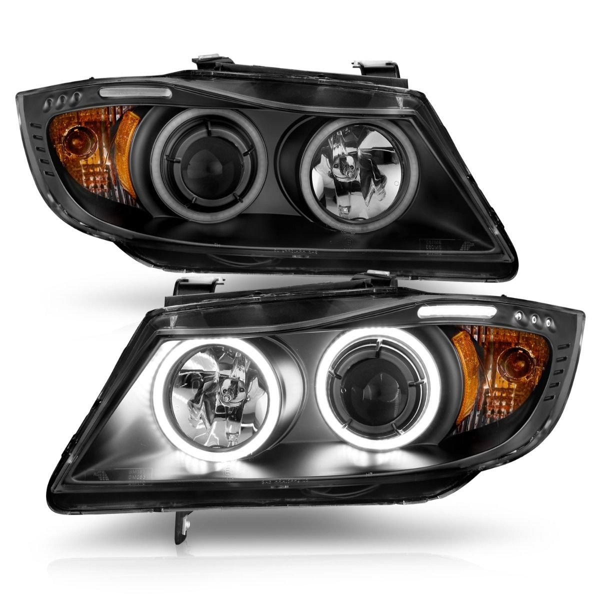 BMW 3 Series E90/E91 06-08 Projector Headlights Black - Image 2