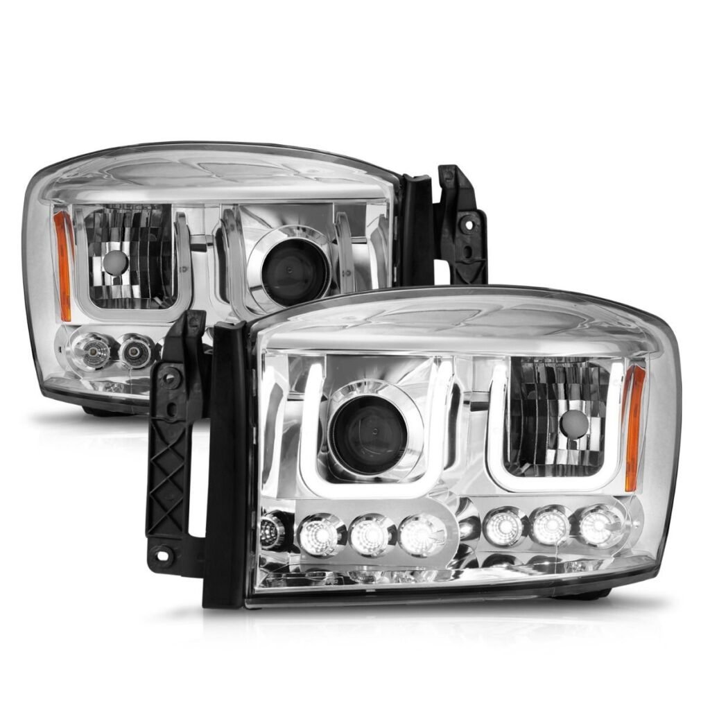 DODGE RAM 1500 06-08 / RAM 2500/3500 06-09 PROJECTOR HEADLIGHTS W/ U-BAR CHROME HOUSING