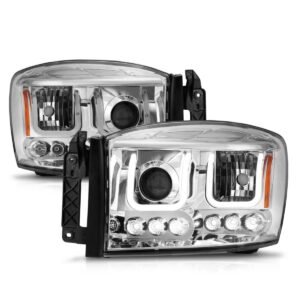 DODGE RAM 1500 06-08 / RAM 2500/3500 06-09 PROJECTOR HEADLIGHTS W/ U-BAR CHROME HOUSING - Image 2