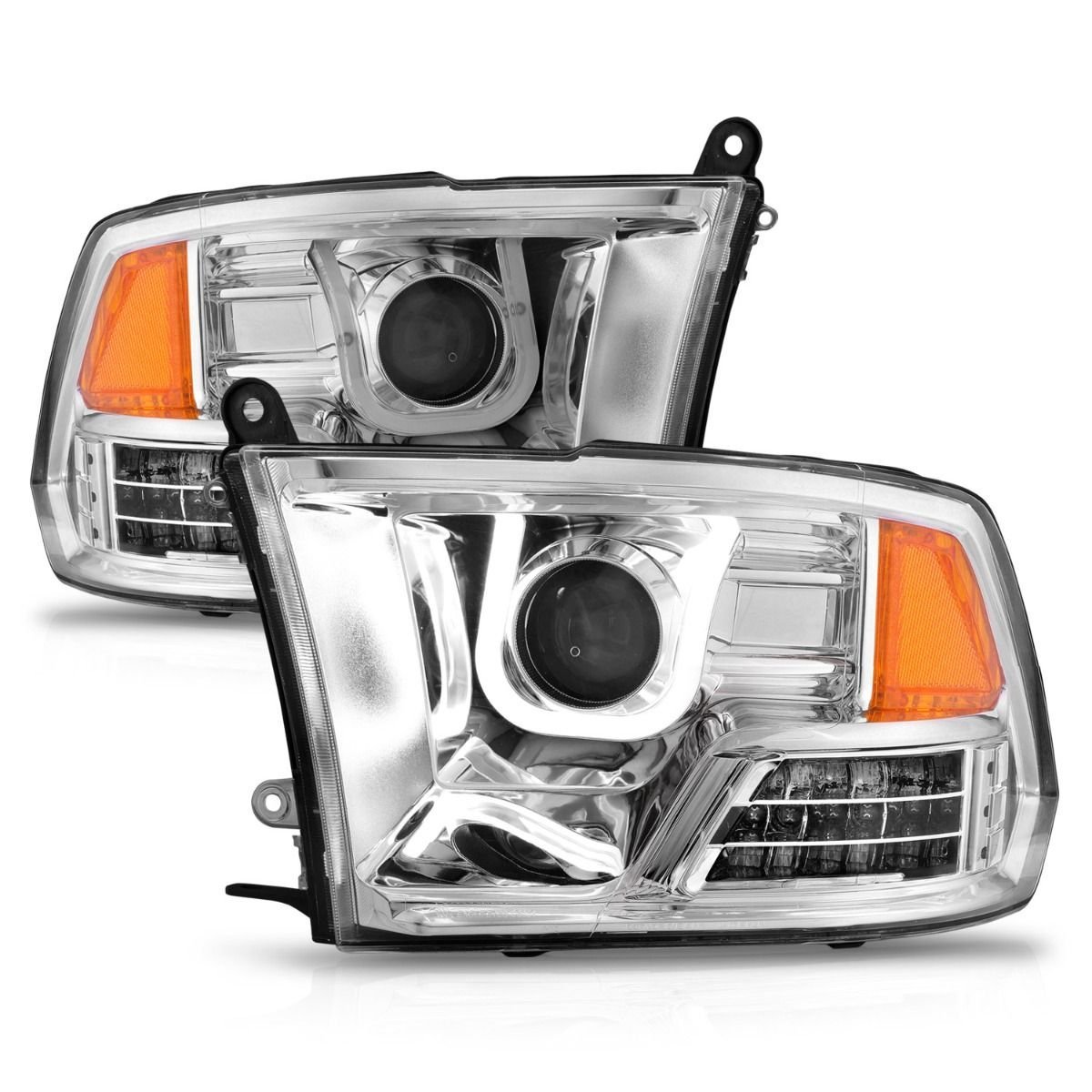 Dodge Ram 1500 09-18 / Ram 2500/3500 10-18 U-bar Projector Headlights Chrome - Image 2