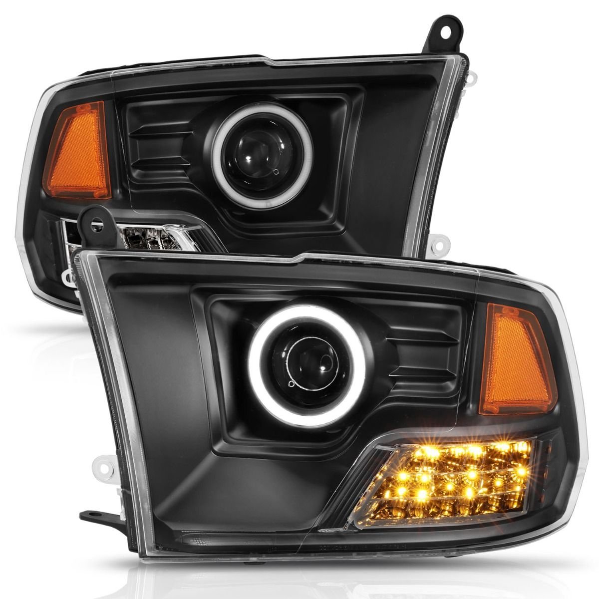 Dodge Ram 1500 09-18 / Ram 2500/3500 10-18 Projector Headlights Black W/ Rx Halo (for Non-projector Models) - Image 2