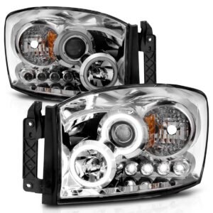Dodge Ram 1500 06-08 / Ram 2500/3500 06-09 Projector Headlights Chrome W/ Rx Halo - Image 2