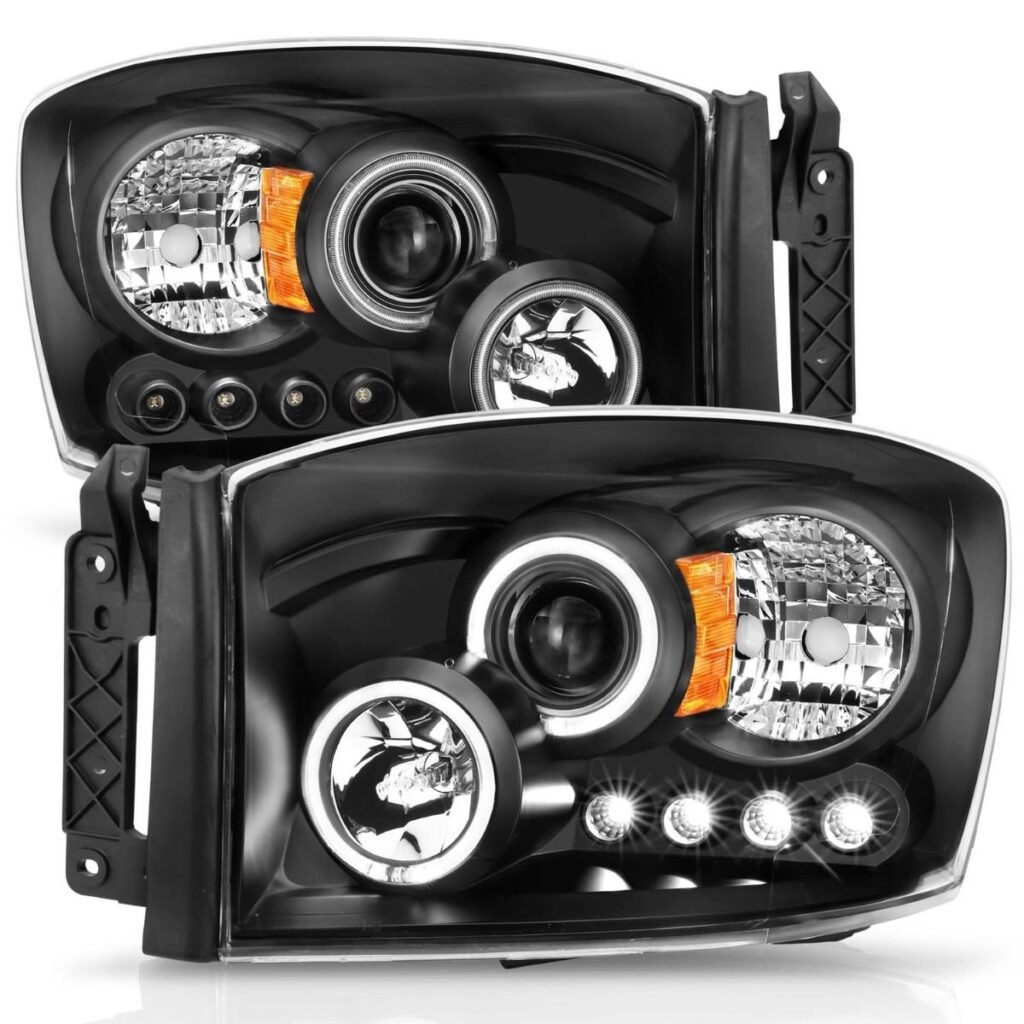 Dodge Ram 1500 06-08 / Ram 2500/3500 06-09 Projector Headlights W/ Led Halos Black Housing
