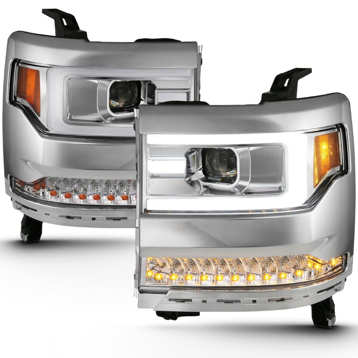 Chevy Silverado 1500 16-18 Projector Plank Style Headlights - Chrome - Image 2