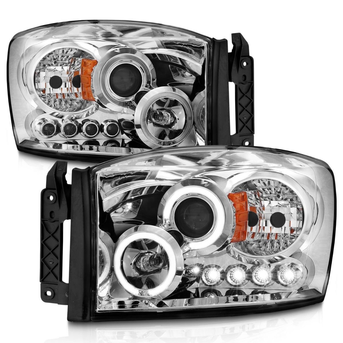 Dodge Ram 1500 06-08 / Ram 2500/3500 06-09 Projector Headlights Chrome Housing - Image 2