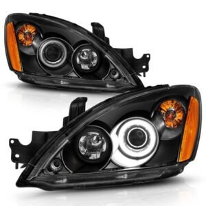Mitsubishi Lancer 04-07 Projector Headlights Black W/ Rx Halo - Image 2