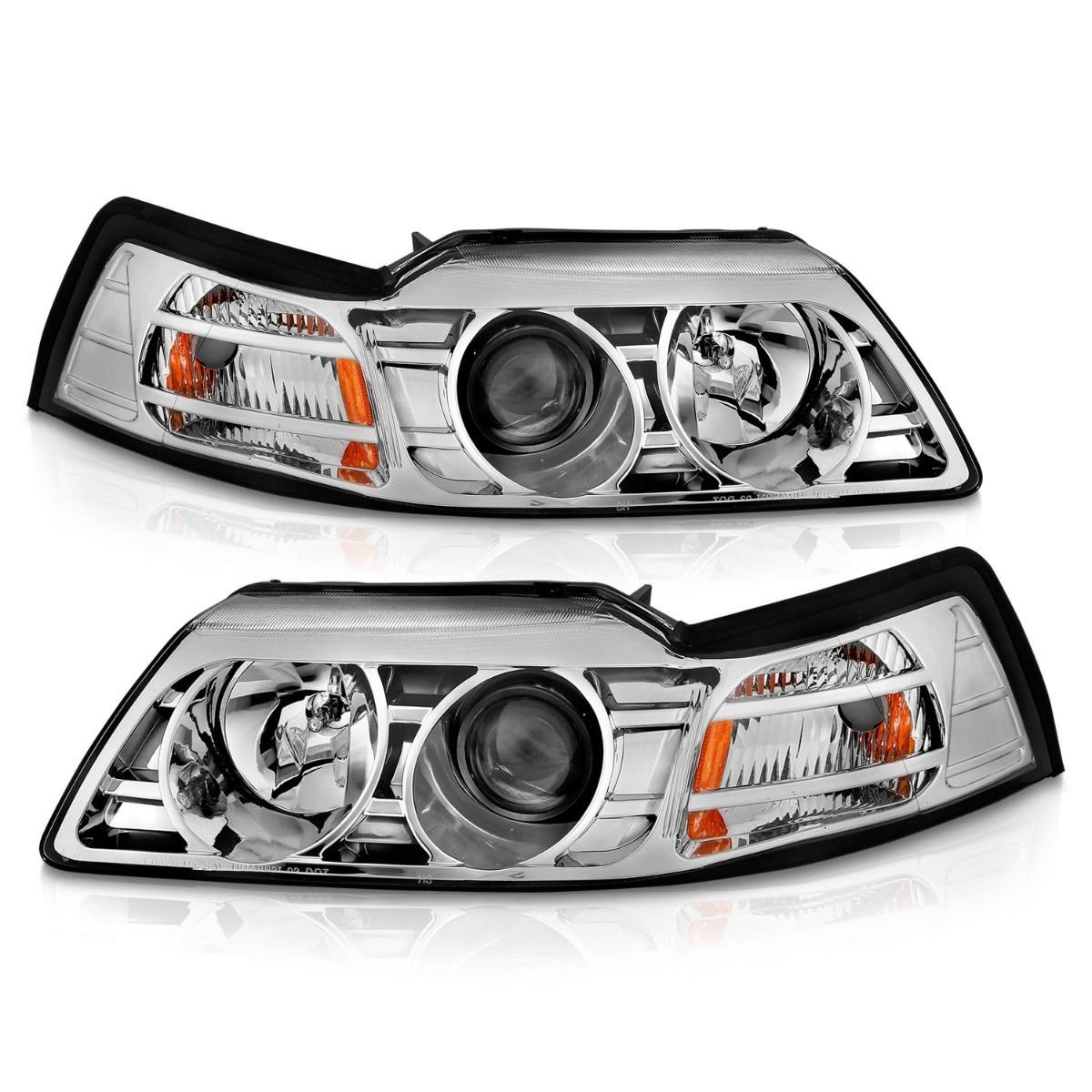 FORD MUSTANG 99-04 PROJECTOR HEADLIGHTS W/ CHROME HOUSING - Image 1