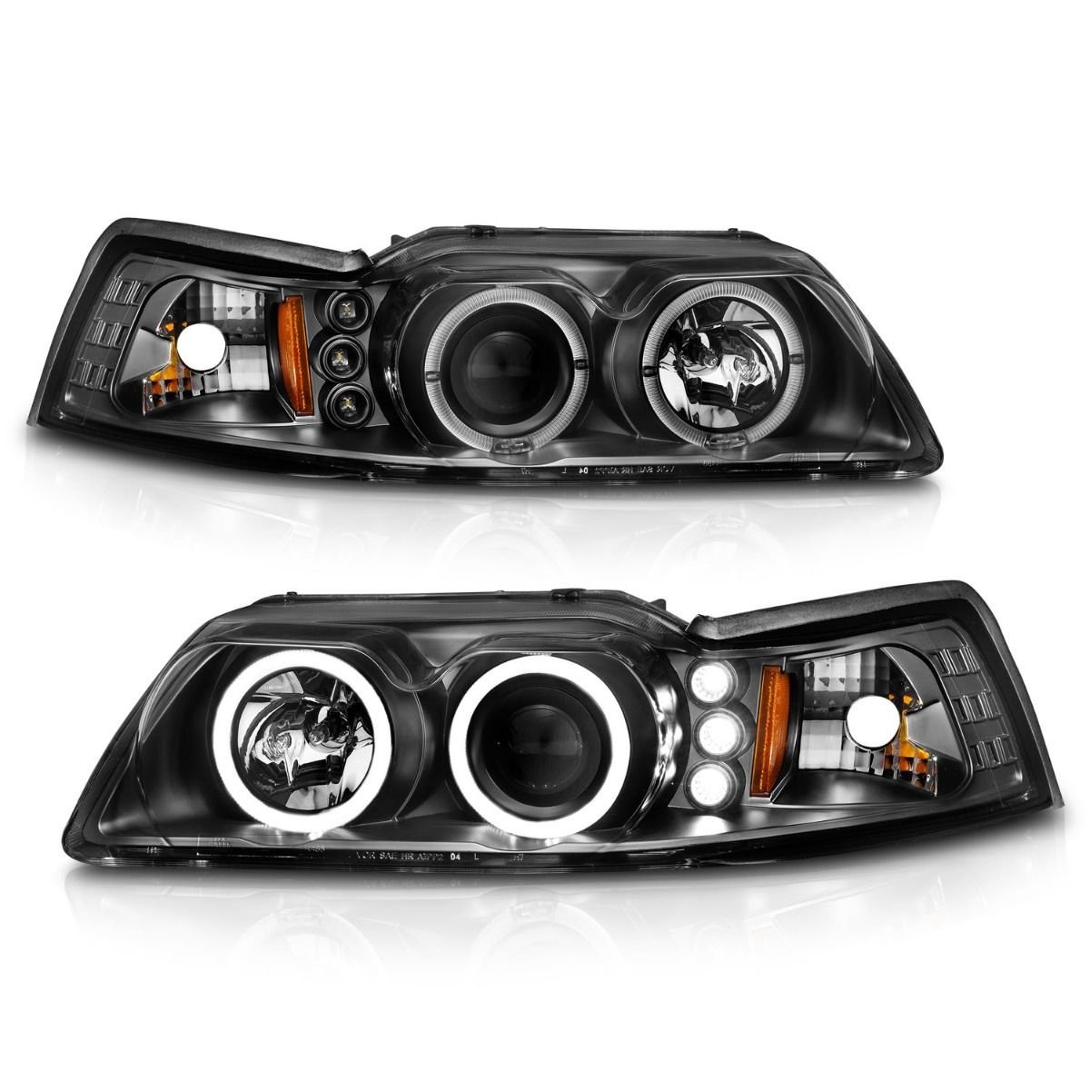 Ford Mustang 99-04 Projector Headlights Black Housing - Image 2