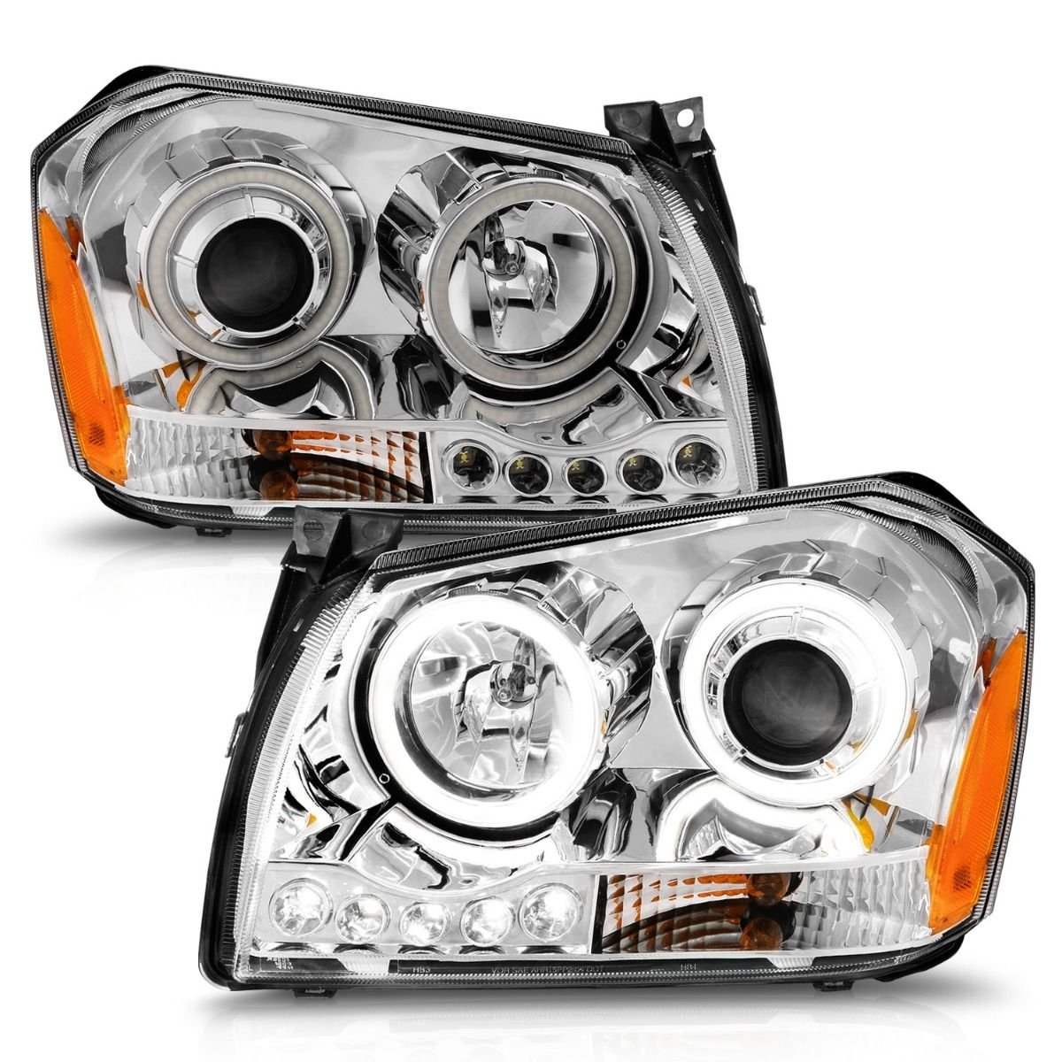 Dodge Magnum 05-07 Projector Headlights Chrome W/ Rx Halo - Image 2