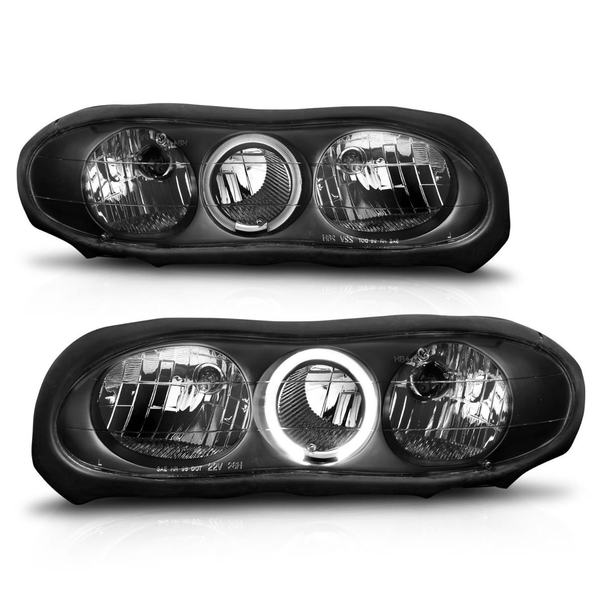 CHEVY CAMARO 98-02 CRYSTAL HALO HEADLIGHTS BLACK - Image 2