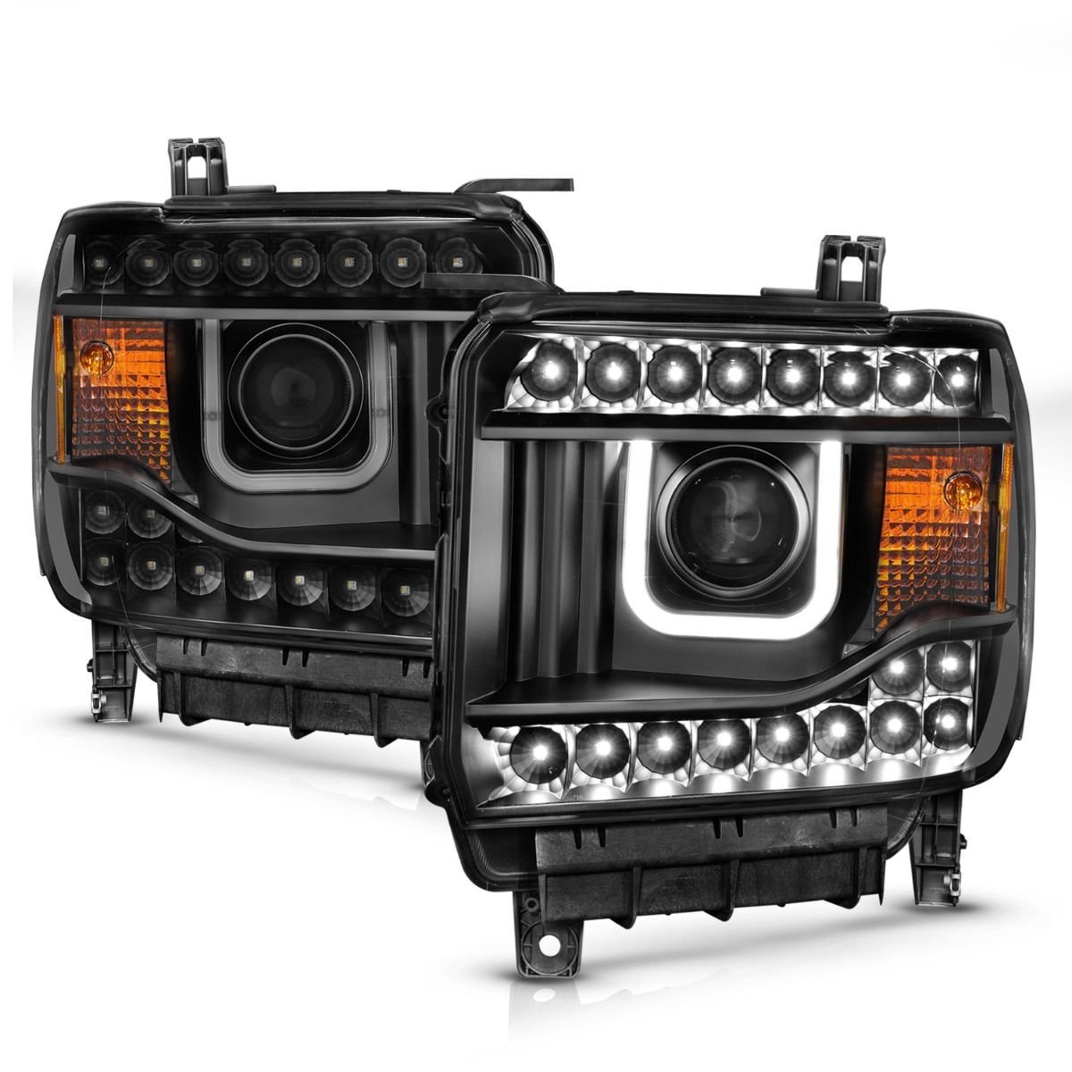 GMC Sierra 1500 14-15 /2500hd/3500hd 15-19 Projector U-bar Style Headlights Black - Image 2