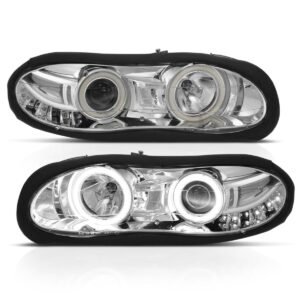 CHEVY CAMARO 98-02 PROJECTOR HEADLIGHTS CHROME W/ RX HALO - Image 2