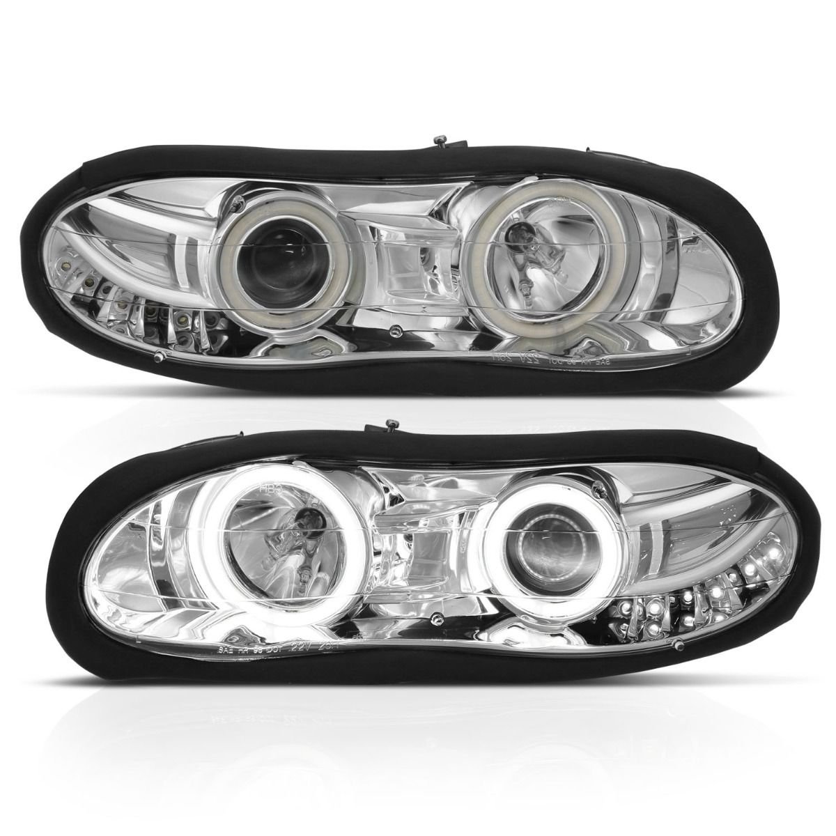 CHEVY CAMARO 98-02 PROJECTOR HEADLIGHTS CHROME W/ RX HALO - Image 2