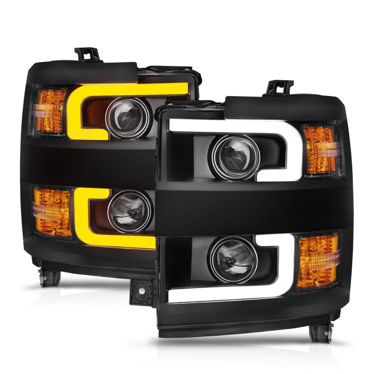 Chevy Silverado 15-19 2500hd/3500hd Projector Switchback Headlight - Black - Image 2
