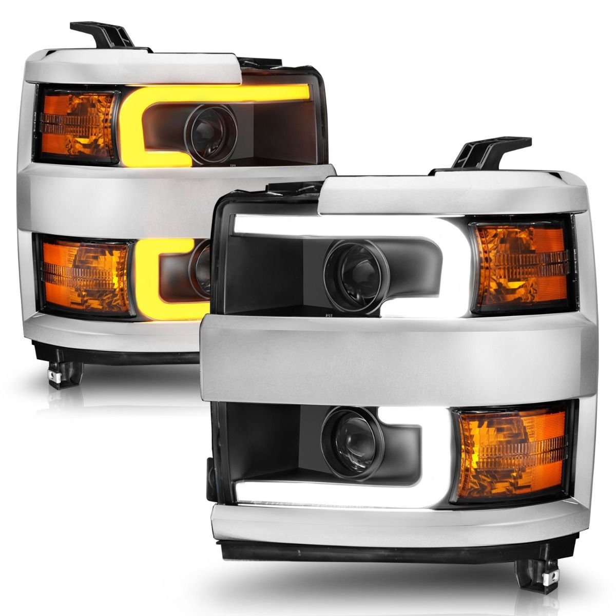 Chevy Silverado 15-19 2500hd/3500hd Projector Switchback Headlights - Black - Image 2