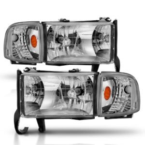 Dodge Ram 1500 94-01 / Ram 2500/3500 94-02 / Ram Sport Model 94-98 Crystal Headlights Chrome W/Corner Light 2pc - Image 2