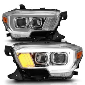 Toyota Tacoma 16-22 Projector Plank Style Headlights Chrome - Image 2