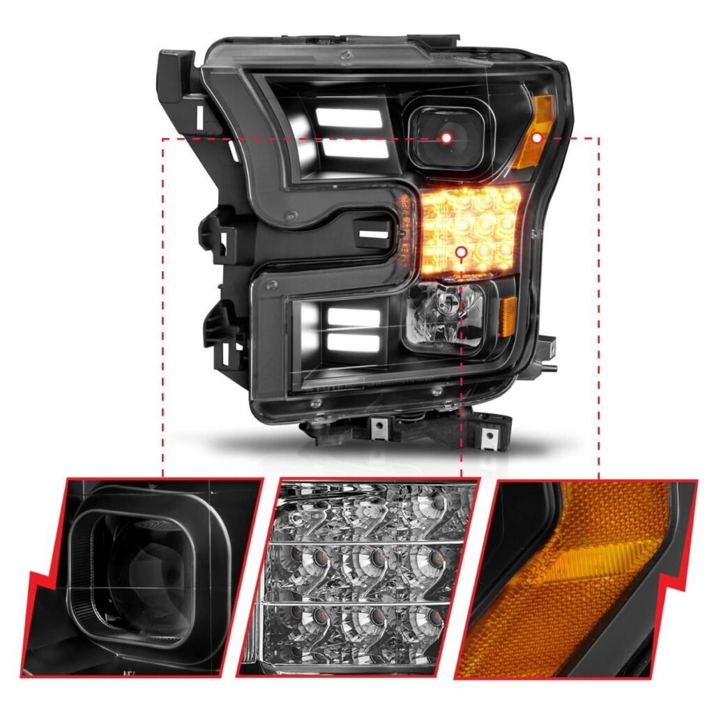 Ford F-150 15-17 Projector Light W/ Bar Style Light Black Housing