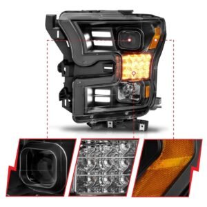 Ford F-150 15-17 Projector Light W/ Bar Style Light Black Housing - Image 2