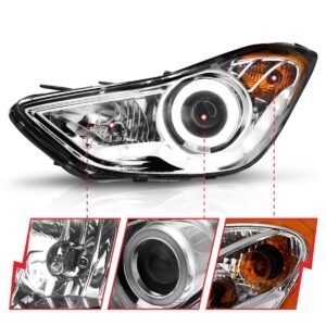 Hyundai Elantra 11-13 Projector Headlights Chrome - Image 2