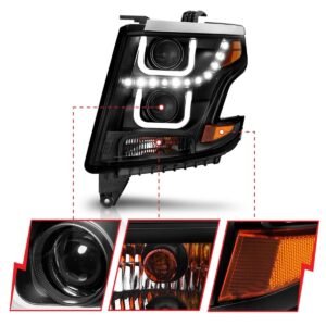 Chevy Tahoe/suburban 15-19 Projector U Bar Style Headlight - Black - Image 3