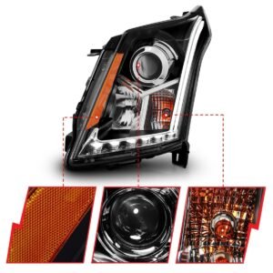 Cadillac SRX 10-14 Projector Headlights Plank Style - Black - Image 3