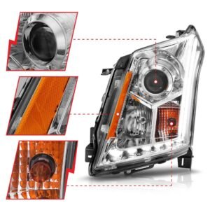 Cadillac SRX 10-14 Projector Headlights Plank Style Chrome - Image 3